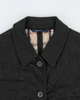Vintage Y2K 00s Burberry Black Women's Nova Check Lined Canvas Detailed Diamond Quilted Jacket - S