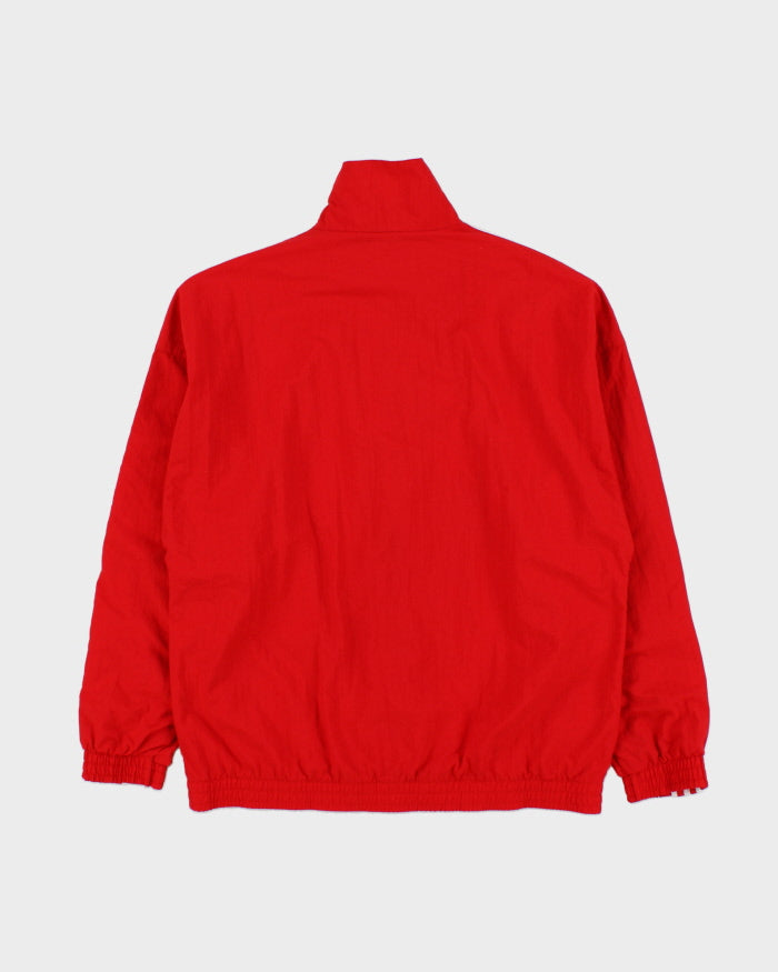 Vintage Adidas Originals Red Women's Woven Shell 3-Stripe Trefoil Sleeve Windbreaker Jacket - S