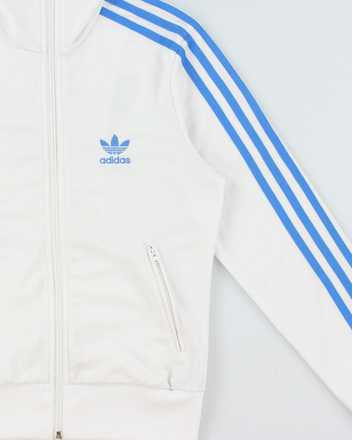 Vintage Y2K Adidas Originals White Women's Funnel-Neck Firebird Track Jacket - S