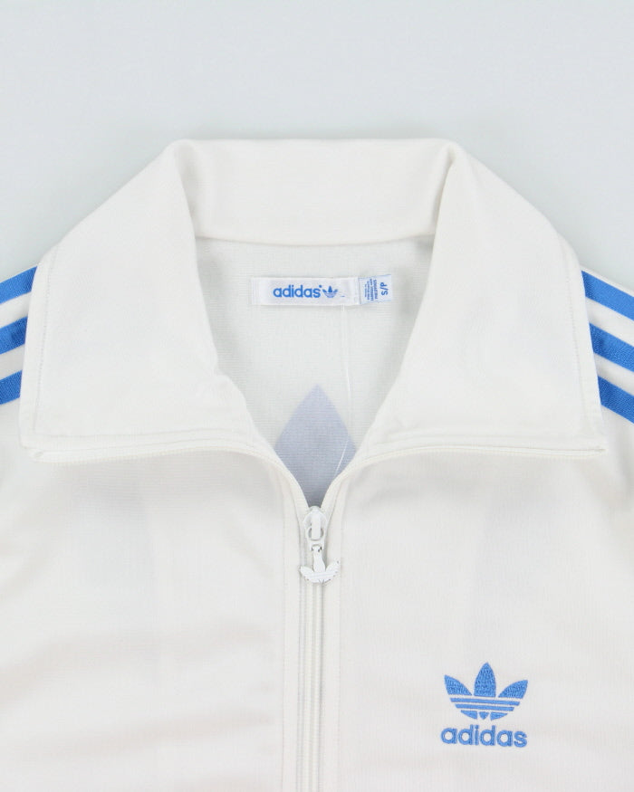Vintage Y2K Adidas Originals White Women's Funnel-Neck Firebird Track Jacket - S