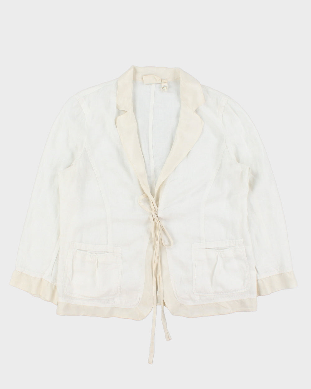 Vintage Y2K 2000s Pure DKNY Silk Trim Linen Jacket - L