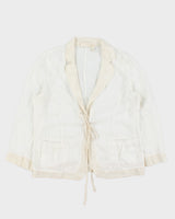 Vintage Y2K 2000s Pure DKNY Silk Trim Linen Jacket - L