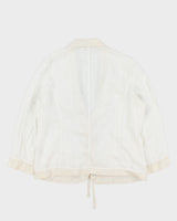 Vintage Y2K 2000s Pure DKNY Silk Trim Linen Jacket - L