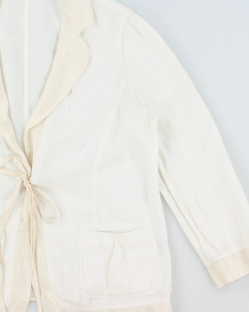 Vintage Y2K 2000s Pure DKNY Silk Trim Linen Jacket - L