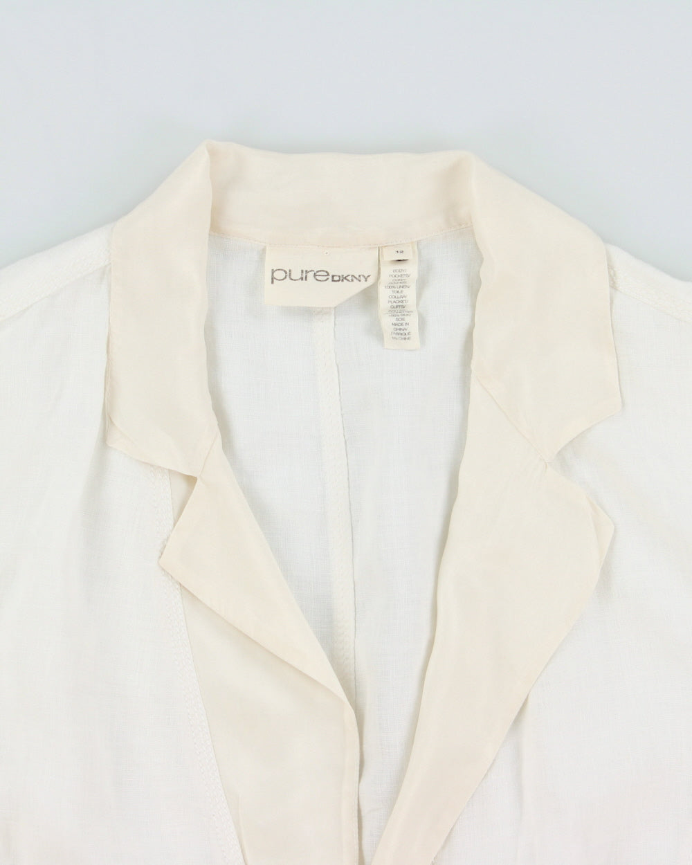 Vintage Y2K 2000s Pure DKNY Silk Trim Linen Jacket - L