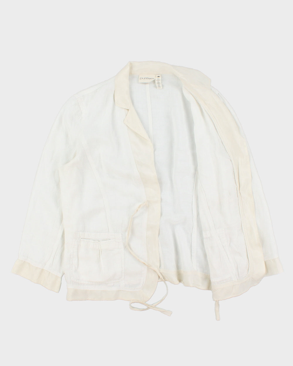 Vintage Y2K 2000s Pure DKNY Silk Trim Linen Jacket - L
