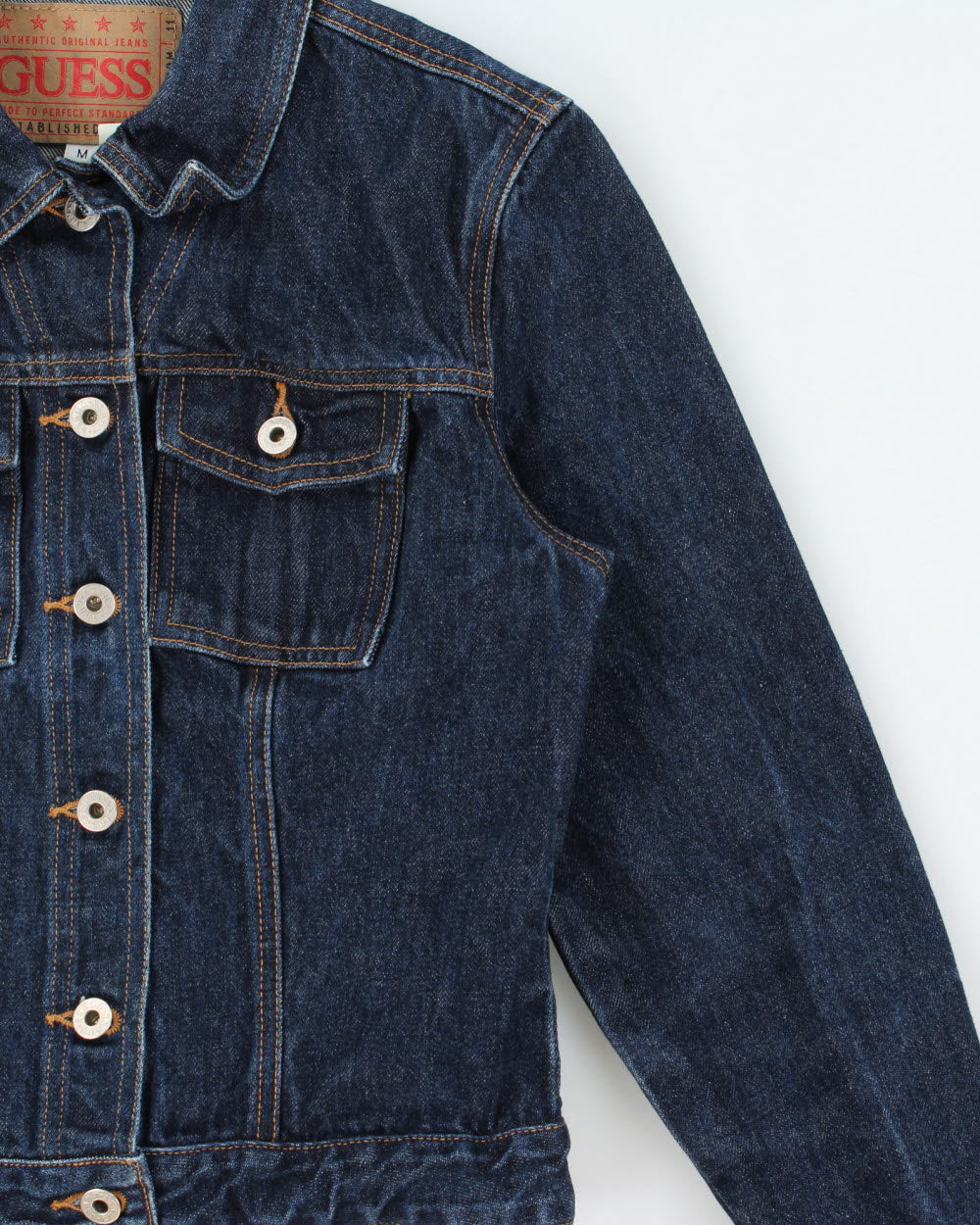 Vintage 1990s Guess Dark Wash Denim Jacket -  M