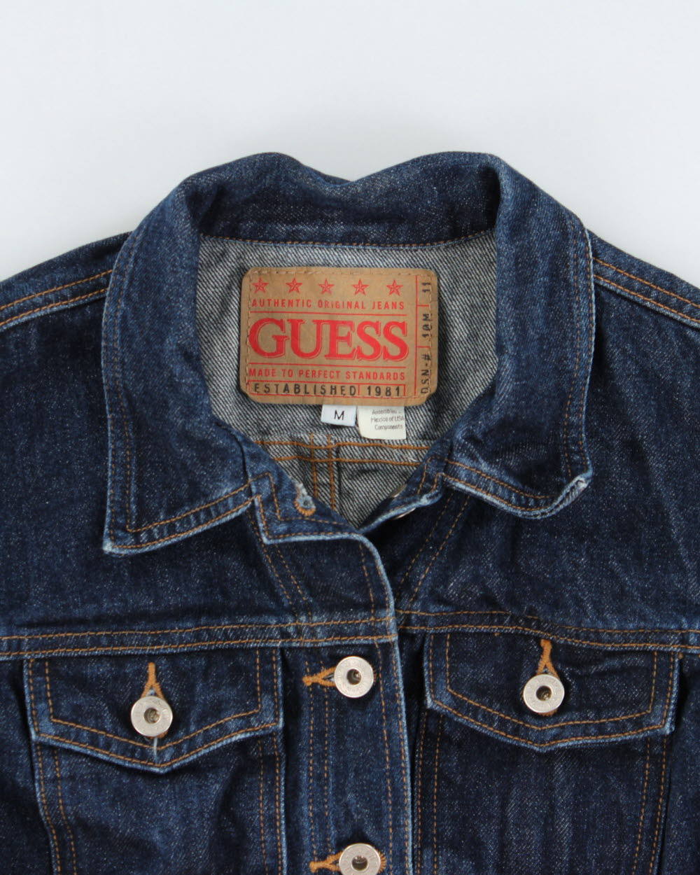 Vintage 1990s Guess Dark Wash Denim Jacket -  M