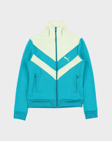 Vintage Y2K 00s Puma Women's Teal Striped Funnel Neck Track Jacket - S