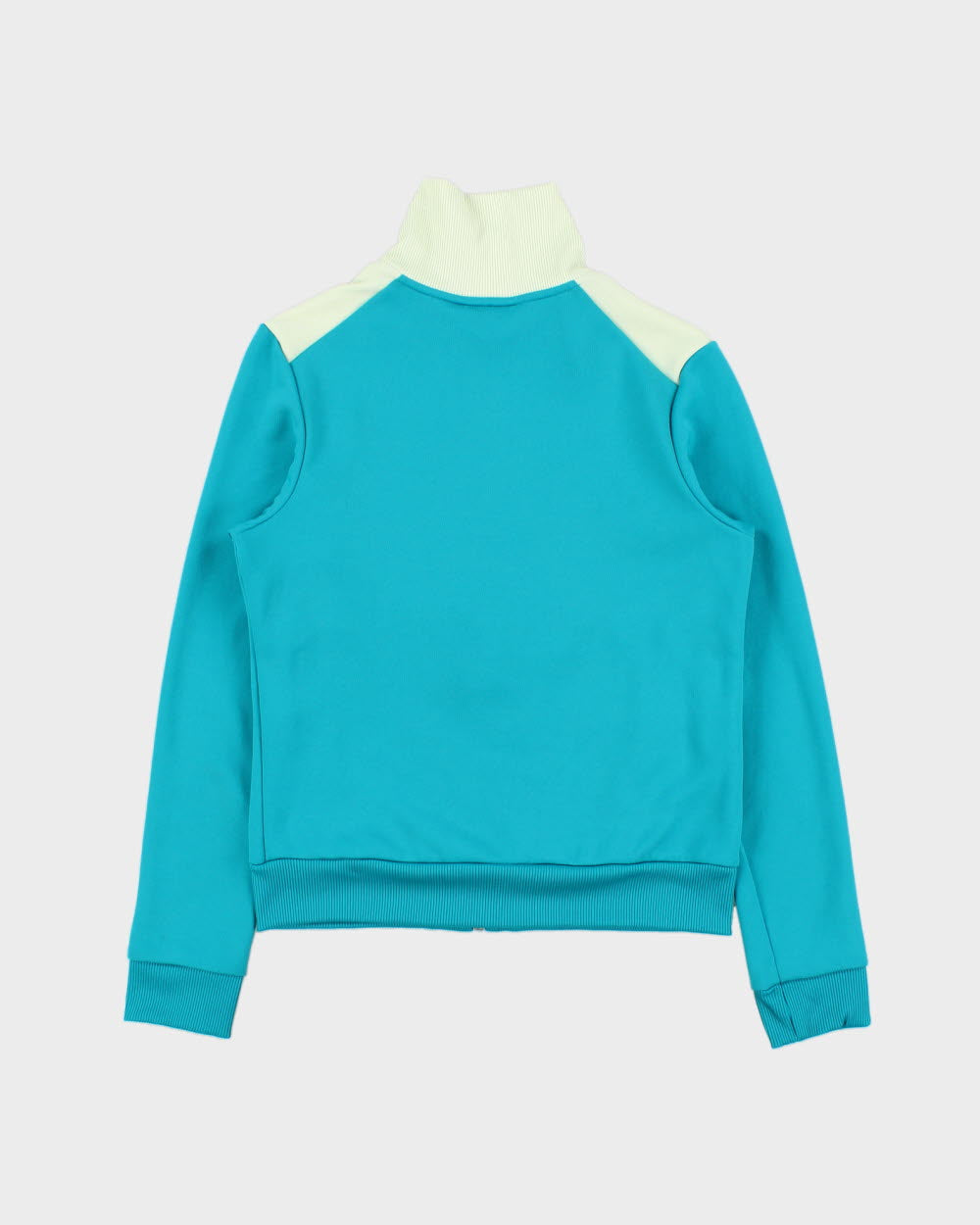 Vintage Y2K 00s Puma Women's Teal Striped Funnel Neck Track Jacket - S
