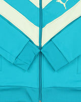 Vintage Y2K 00s Puma Women's Teal Striped Funnel Neck Track Jacket - S