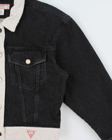 Vintage Guess Jeans Women's Split Denim Cropped Trucker Jacket - S