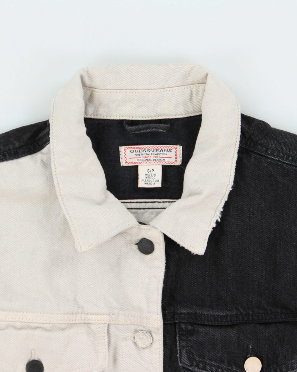 Vintage Guess Jeans Women's Split Denim Cropped Trucker Jacket - S