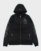 Vintage BCBG Maxazria Women's Embellished Ruched Hooded Track Jacket - XL