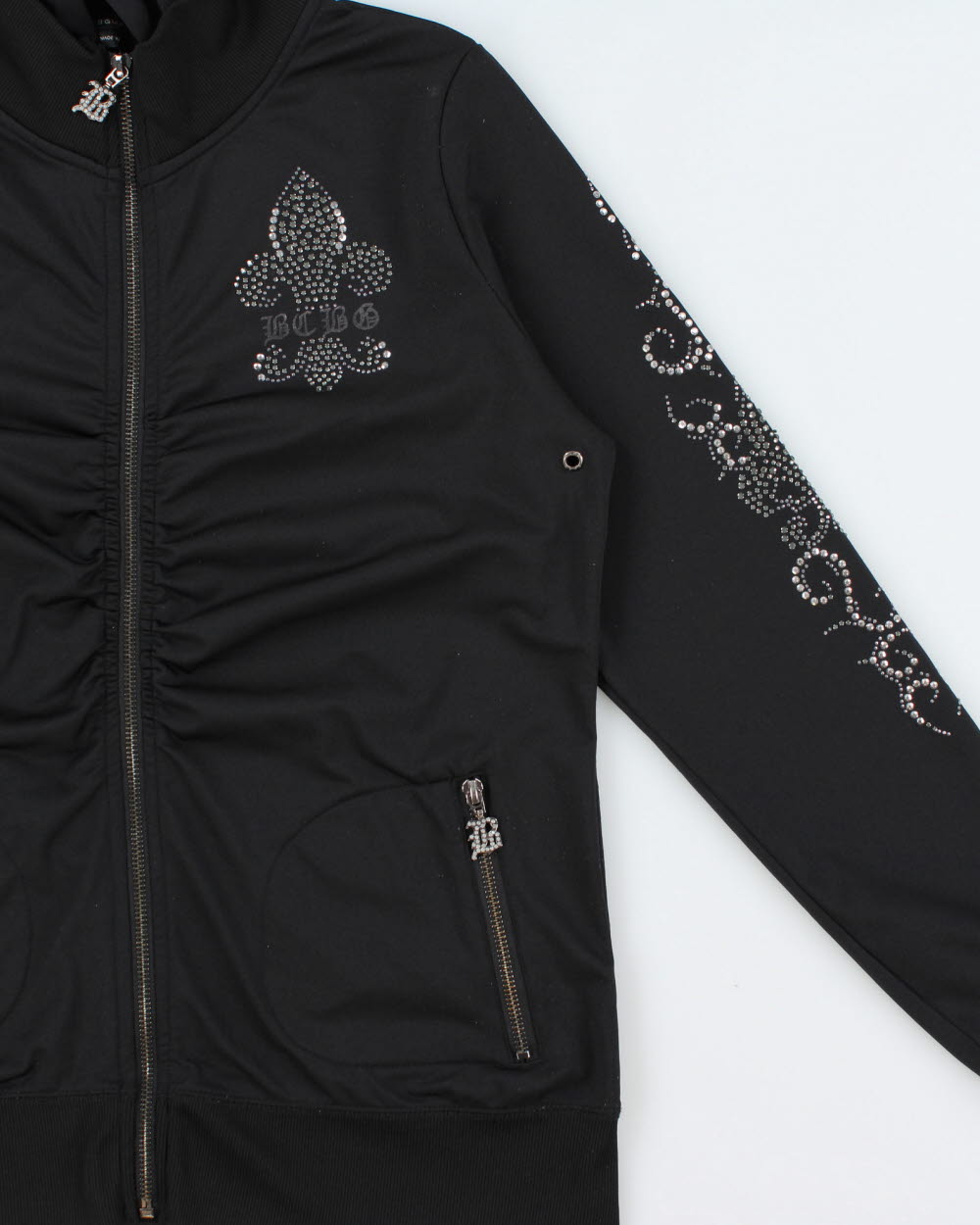 Vintage BCBG Maxazria Women's Embellished Ruched Hooded Track Jacket - XL