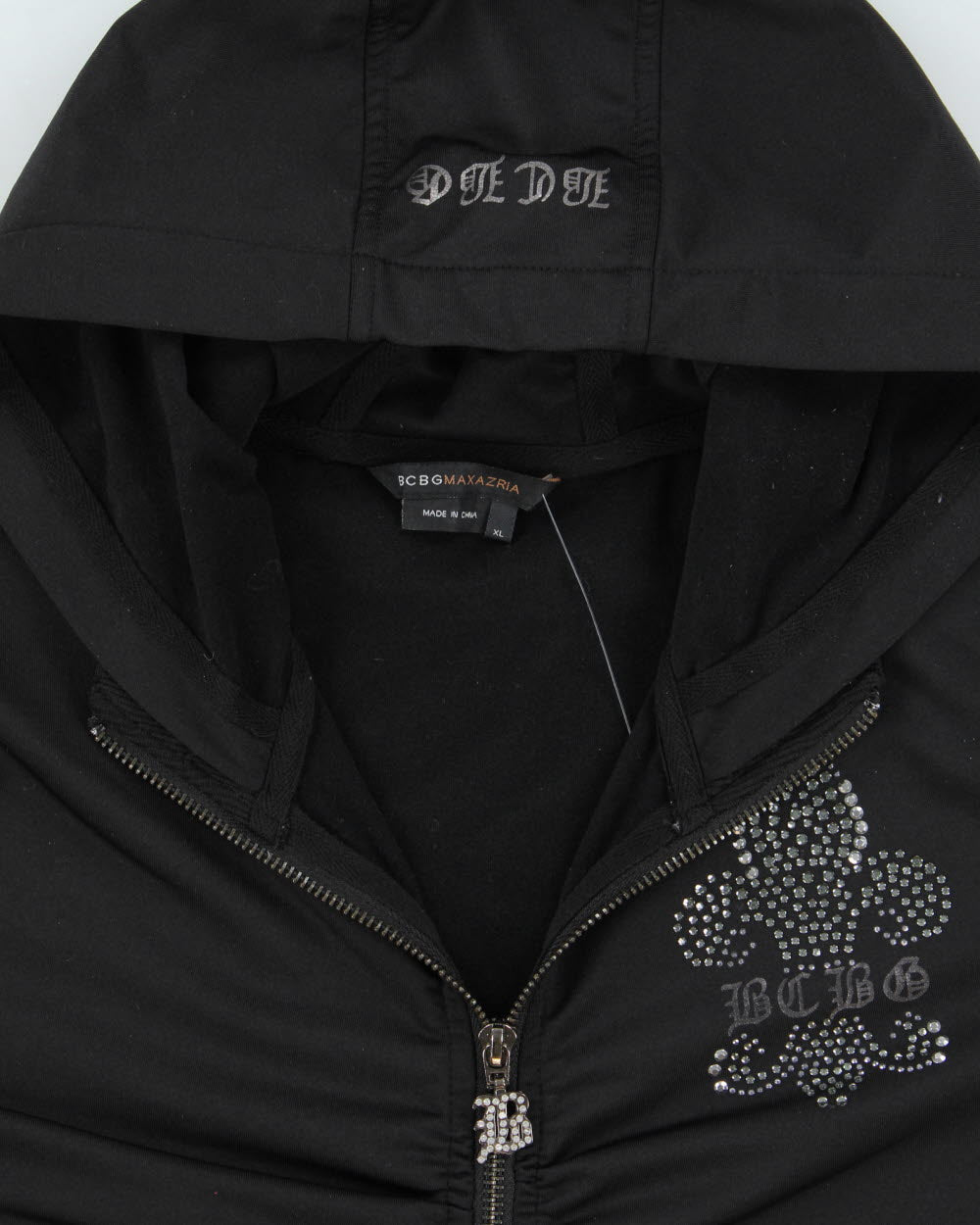 Vintage BCBG Maxazria Women's Embellished Ruched Hooded Track Jacket - XL