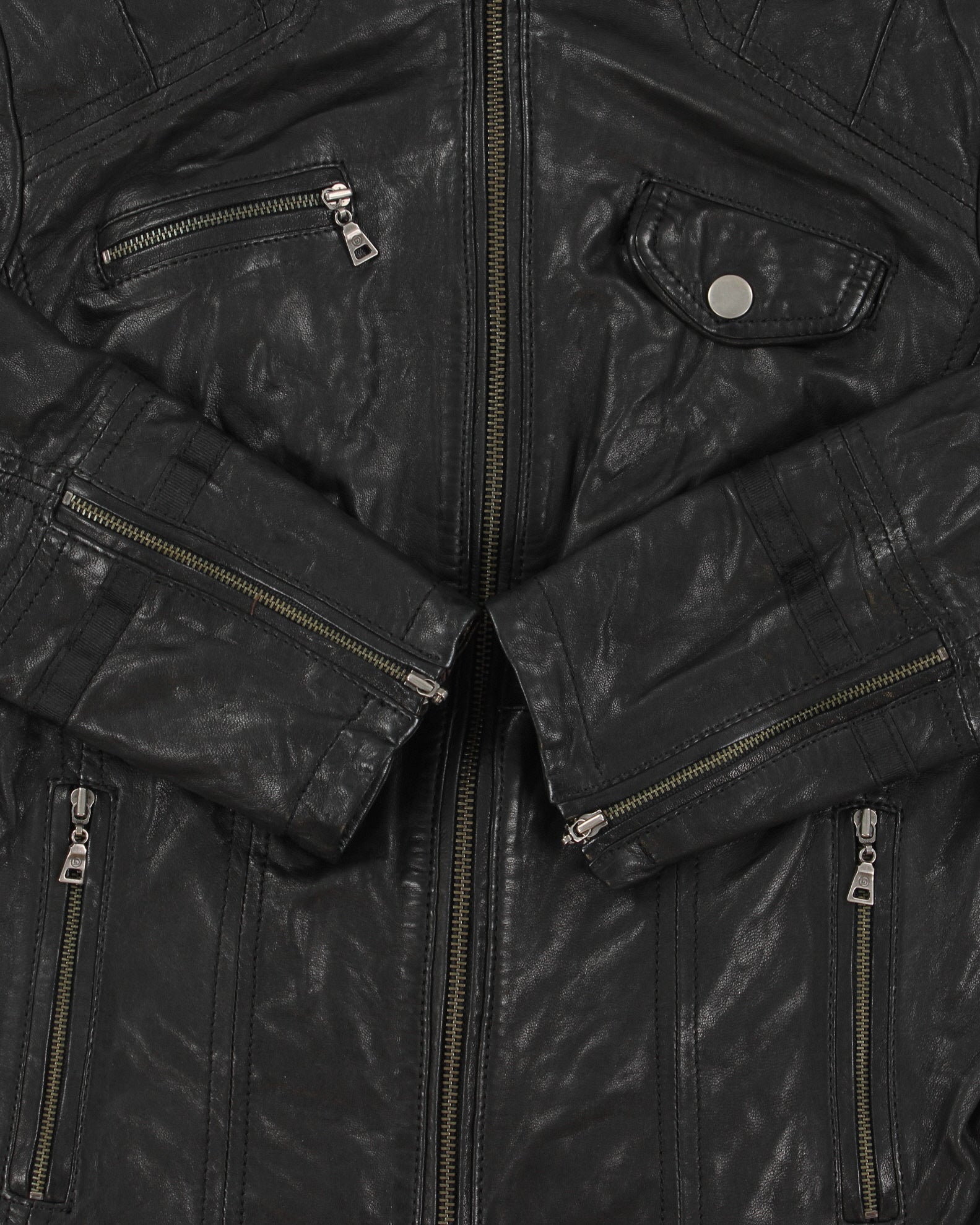 Vintage Y2K 00s Danier Women's Italian Calfskin Leather Cafe Racer Biker Jacket - S