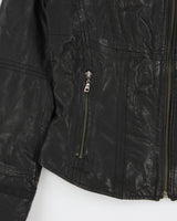Vintage Y2K 00s Danier Women's Italian Calfskin Leather Cafe Racer Biker Jacket - S