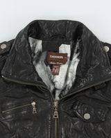 Vintage Y2K 00s Danier Women's Italian Calfskin Leather Cafe Racer Biker Jacket - S