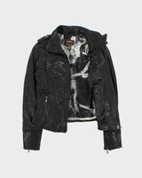 Vintage Y2K 00s Danier Women's Italian Calfskin Leather Cafe Racer Biker Jacket - S