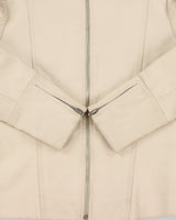 Vintage Y2K 00s Danier Women's Cream Leather Cafe Racer Biker Jacket - S