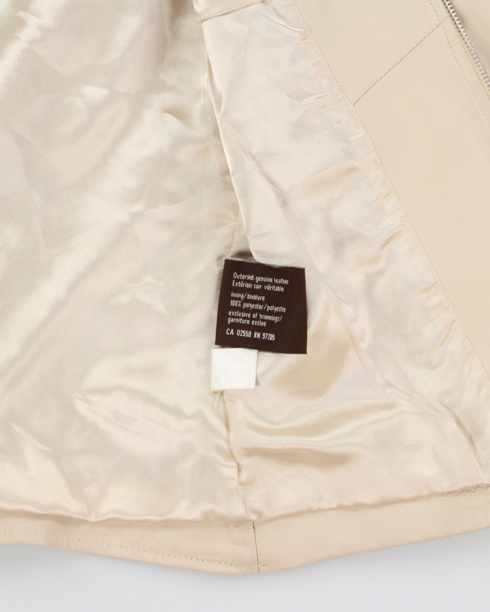 Vintage Y2K 00s Danier Women's Cream Leather Cafe Racer Biker Jacket - S