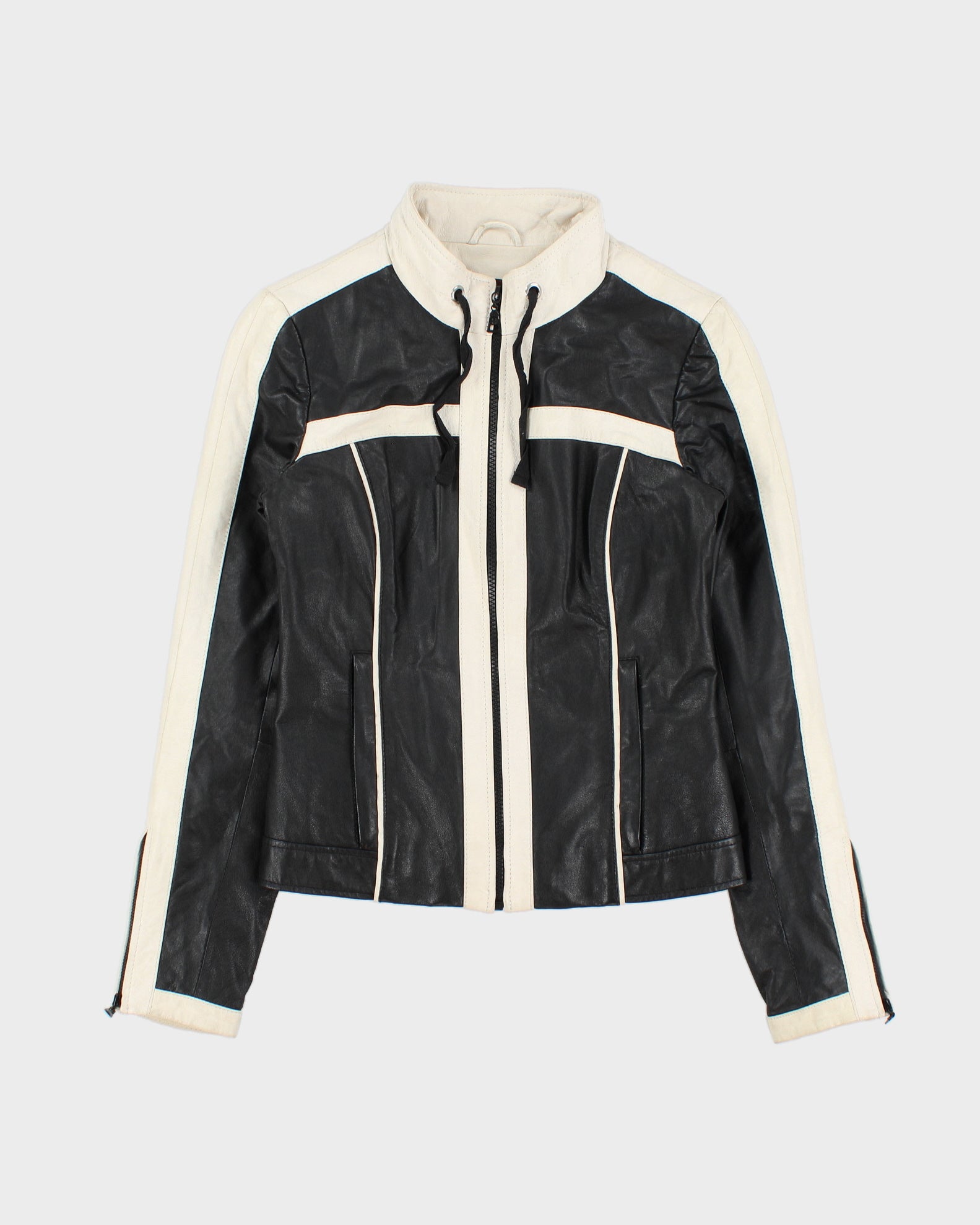 Vintage Y2K 00s Danier Women's Two Tone Leather Cafe Racer Biker Jacket - XS