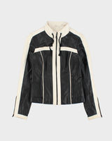 Vintage Y2K 00s Danier Women's Two Tone Leather Cafe Racer Biker Jacket - XS