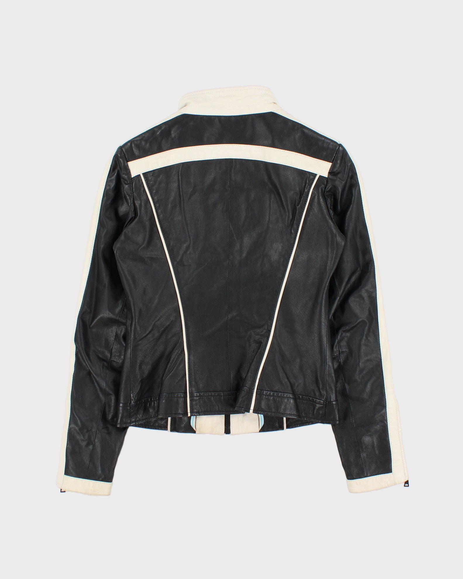 Vintage Y2K 00s Danier Women's Two Tone Leather Cafe Racer Biker Jacket - XS