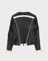 Vintage Y2K 00s Danier Women's Two Tone Leather Cafe Racer Biker Jacket - XS