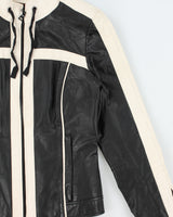 Vintage Y2K 00s Danier Women's Two Tone Leather Cafe Racer Biker Jacket - XS