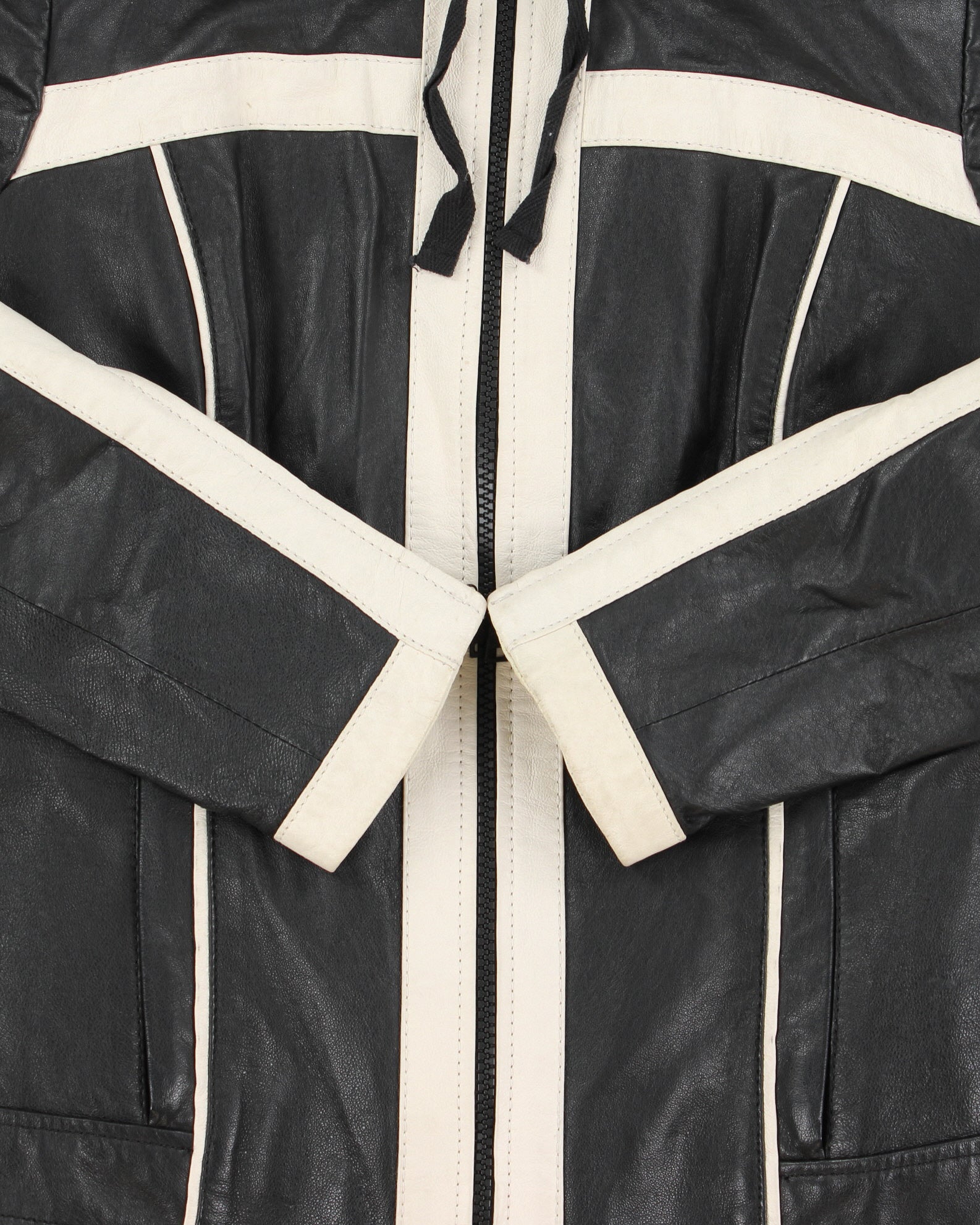 Vintage Y2K 00s Danier Women's Two Tone Leather Cafe Racer Biker Jacket - XS