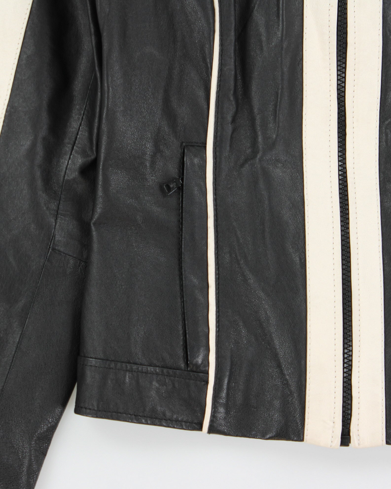 Vintage Y2K 00s Danier Women's Two Tone Leather Cafe Racer Biker Jacket - XS