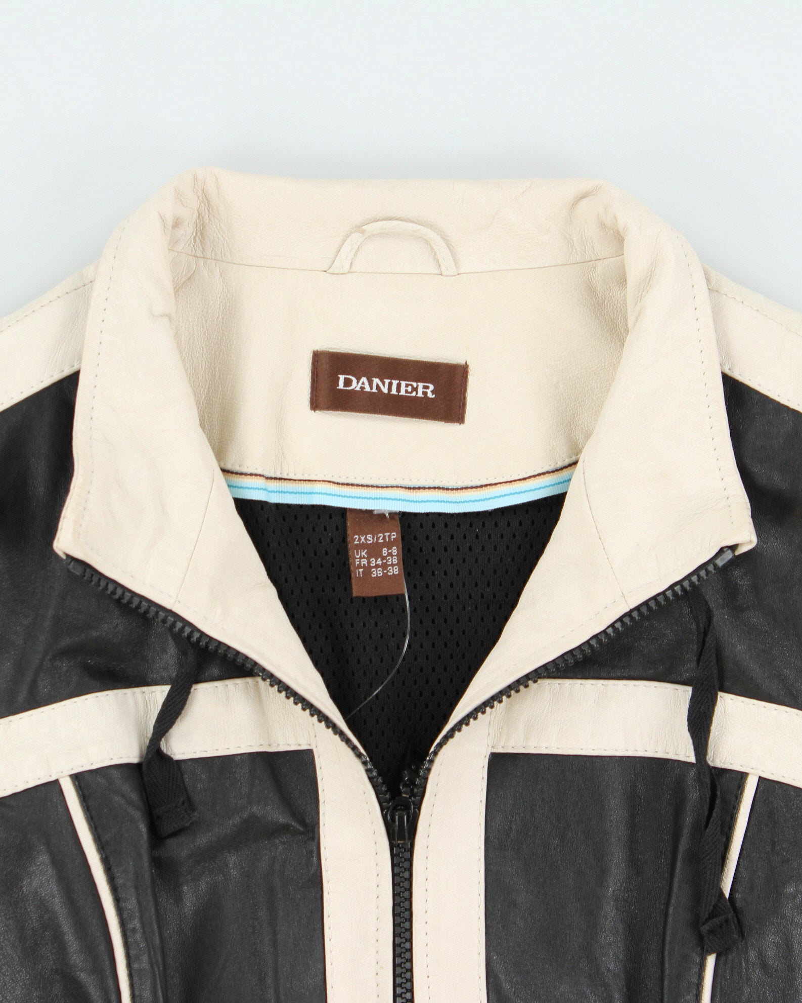 Vintage Y2K 00s Danier Women's Two Tone Leather Cafe Racer Biker Jacket - XS