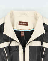 Vintage Y2K 00s Danier Women's Two Tone Leather Cafe Racer Biker Jacket - XS