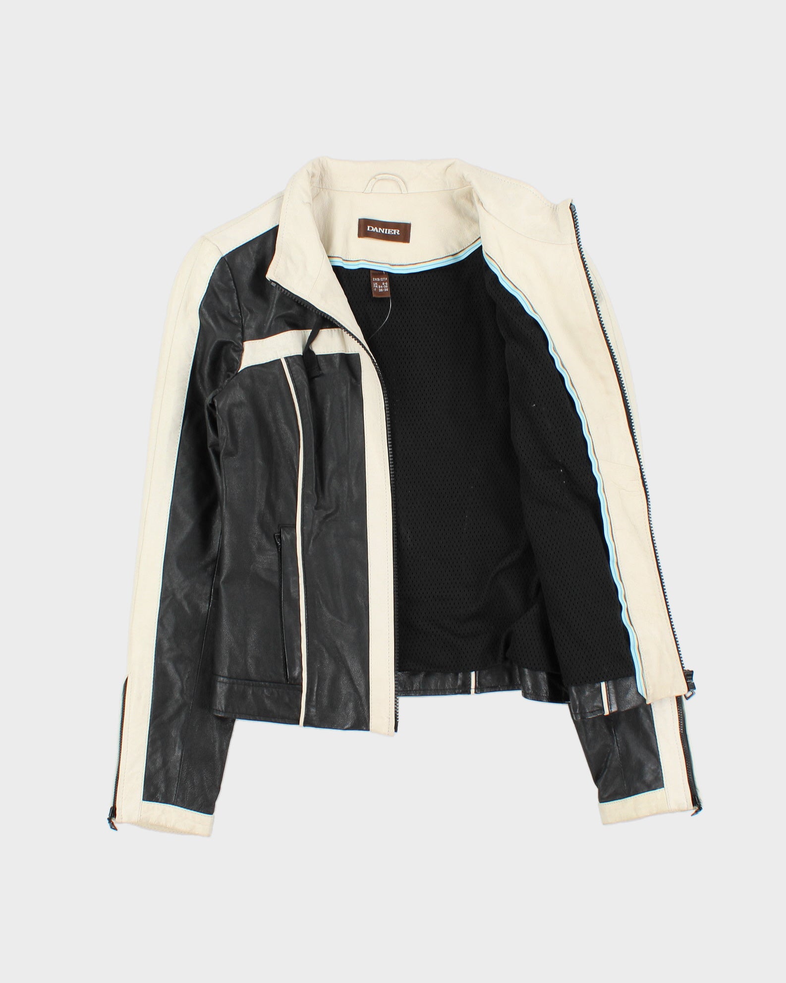 Vintage Y2K 00s Danier Women's Two Tone Leather Cafe Racer Biker Jacket - XS