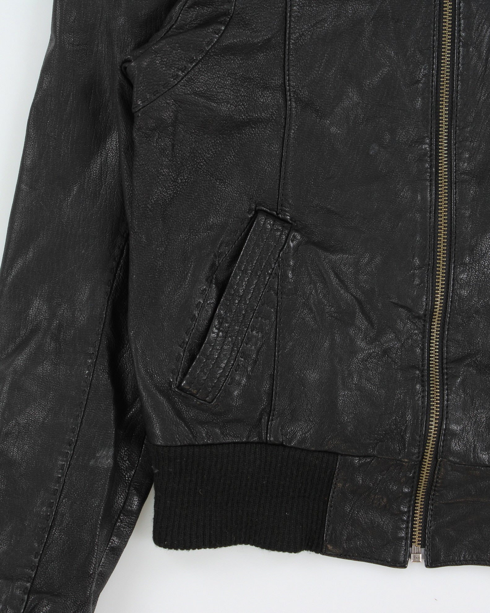 Vintage Y2K 00s Danier Women's Wool Ribbed Leather Cafe Racer Biker Jacket - S