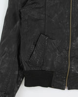 Vintage Y2K 00s Danier Women's Wool Ribbed Leather Cafe Racer Biker Jacket - S