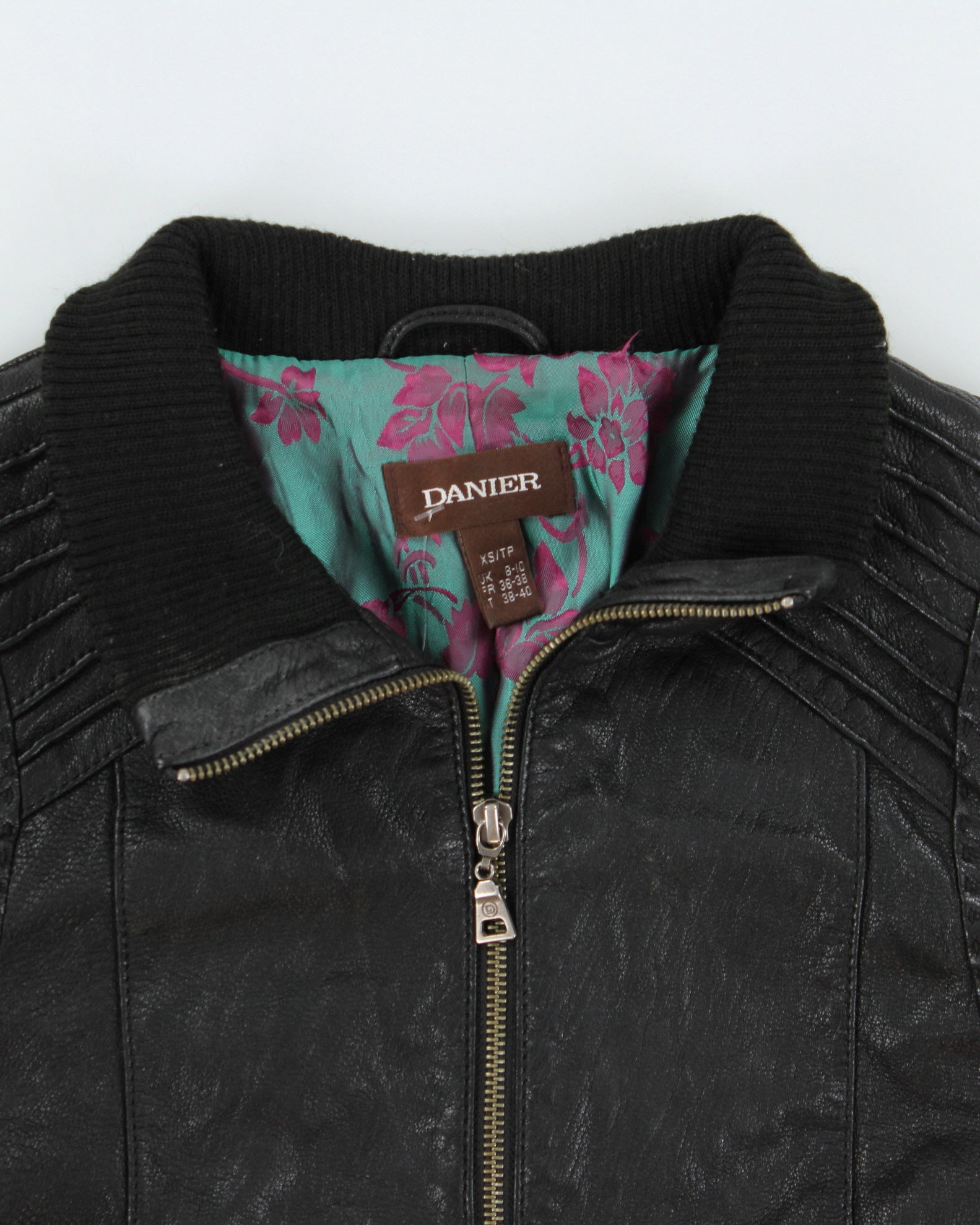 Vintage Y2K 00s Danier Women's Wool Ribbed Leather Cafe Racer Biker Jacket - S