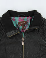 Vintage Y2K 00s Danier Women's Wool Ribbed Leather Cafe Racer Biker Jacket - S