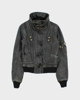 Vintage Y2K 00s Danier Women's Wool Ribbed Thinsulate Lined Patina Leather Toggle Jacket - S