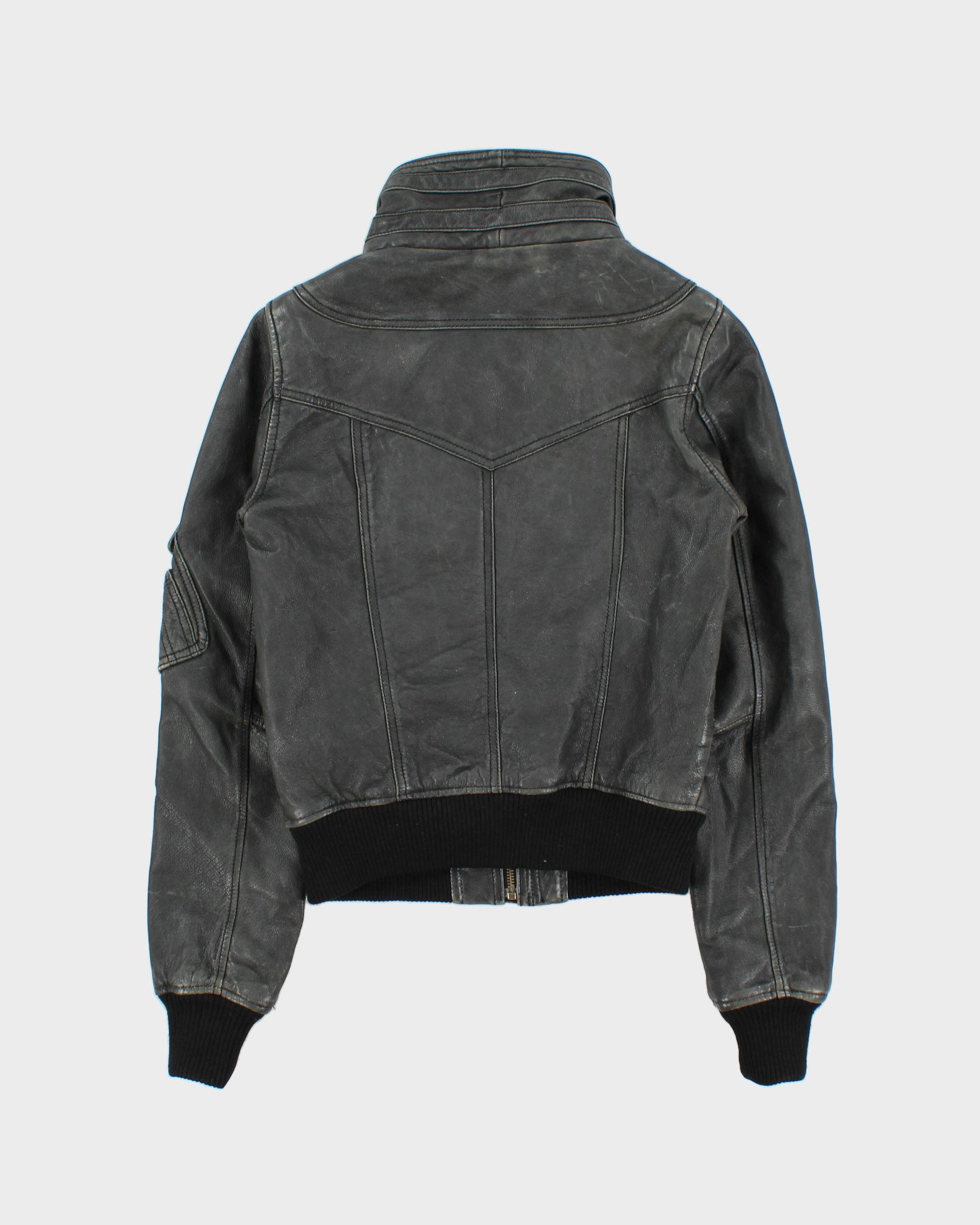 Vintage Y2K 00s Danier Women's Wool Ribbed Thinsulate Lined Patina Leather Toggle Jacket - S