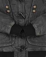 Vintage Y2K 00s Danier Women's Wool Ribbed Thinsulate Lined Patina Leather Toggle Jacket - S