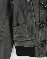 Vintage Y2K 00s Danier Women's Wool Ribbed Thinsulate Lined Patina Leather Toggle Jacket - S