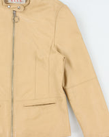 Vintage Y2K 00s ELLE Sports Women's Camel Tan Lambskin Leather Cafe Racer Biker Jacket - S