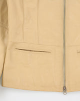 Vintage Y2K 00s ELLE Sports Women's Camel Tan Lambskin Leather Cafe Racer Biker Jacket - S