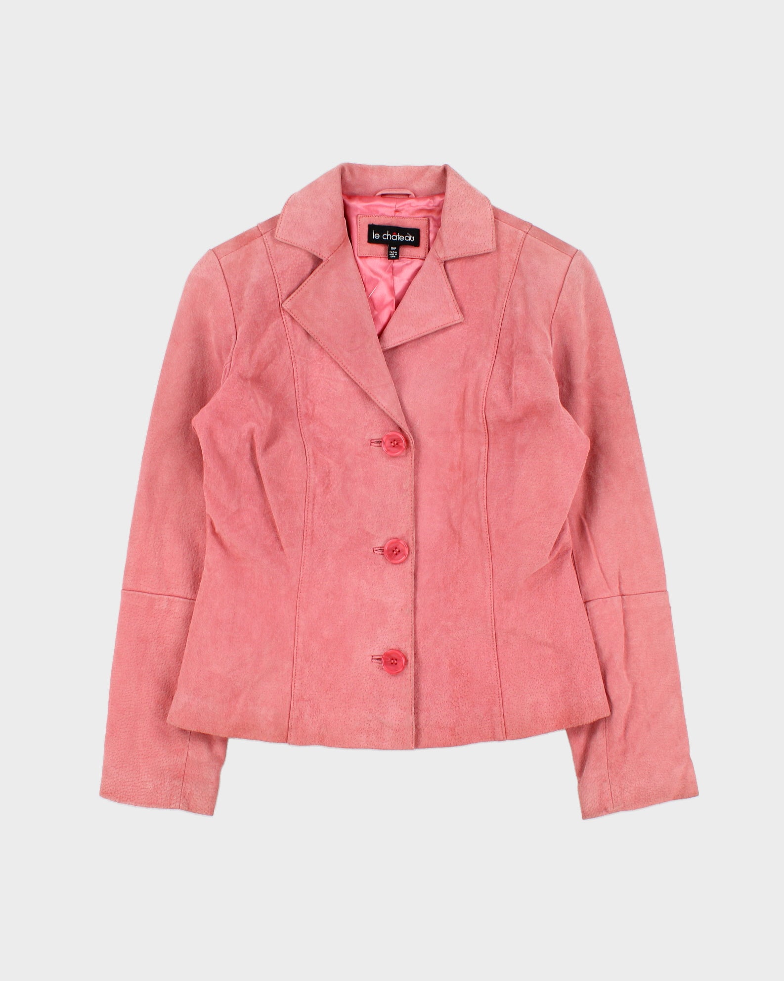 Vintage Y2K 00s Le Chateau Women's Baby Pink Suede Blazer Jacket - S