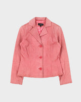 Vintage Y2K 00s Le Chateau Women's Baby Pink Suede Blazer Jacket - S