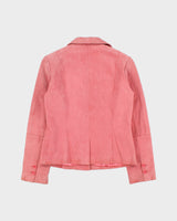 Vintage Y2K 00s Le Chateau Women's Baby Pink Suede Blazer Jacket - S