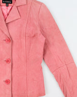 Vintage Y2K 00s Le Chateau Women's Baby Pink Suede Blazer Jacket - S